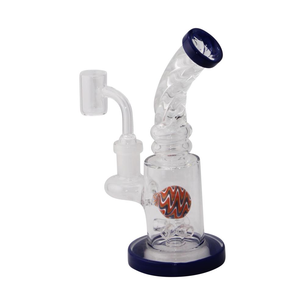 Fusion Swirl Glass Water Pipe-Blue