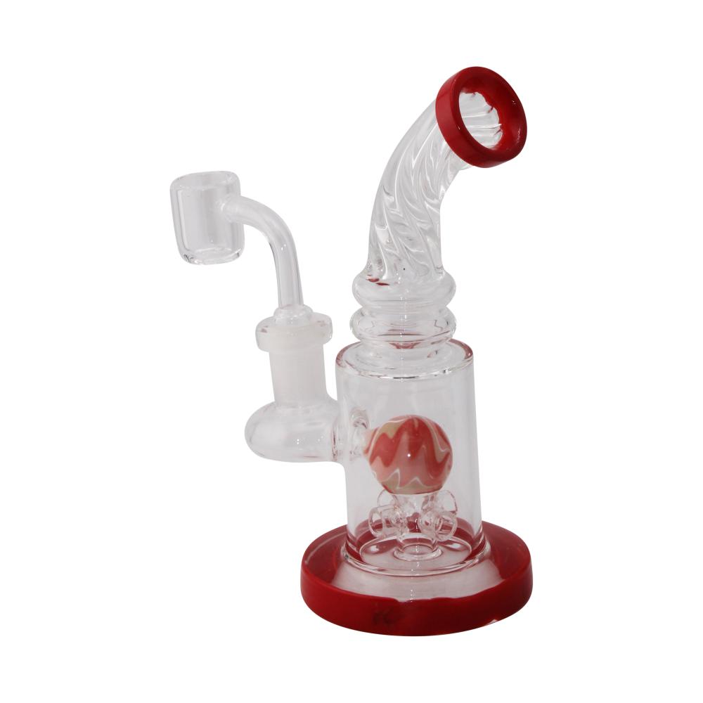 Fusion Swirl Glass Water Pipe-Crimson Red