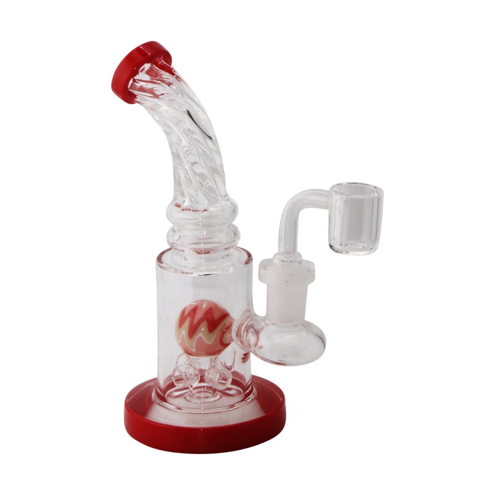 Fusion Swirl Glass Water Pipe-Crimson Red