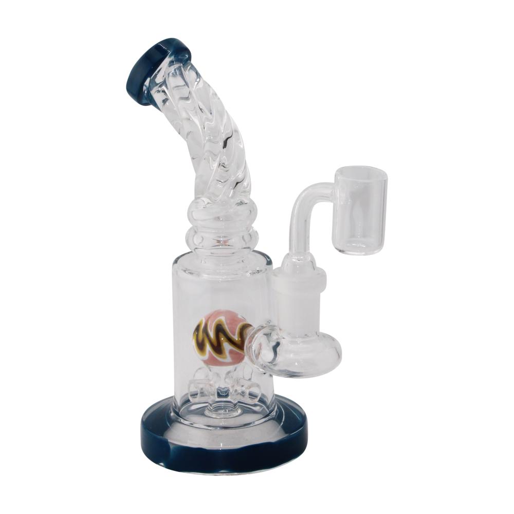 Fusion Swirl Glass Water Pipe-Dark Blue