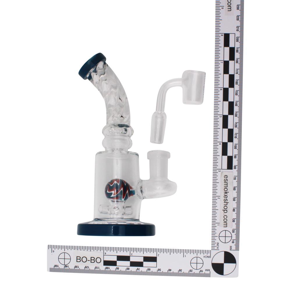 Fusion Swirl Glass Water Pipe-Medium Blue