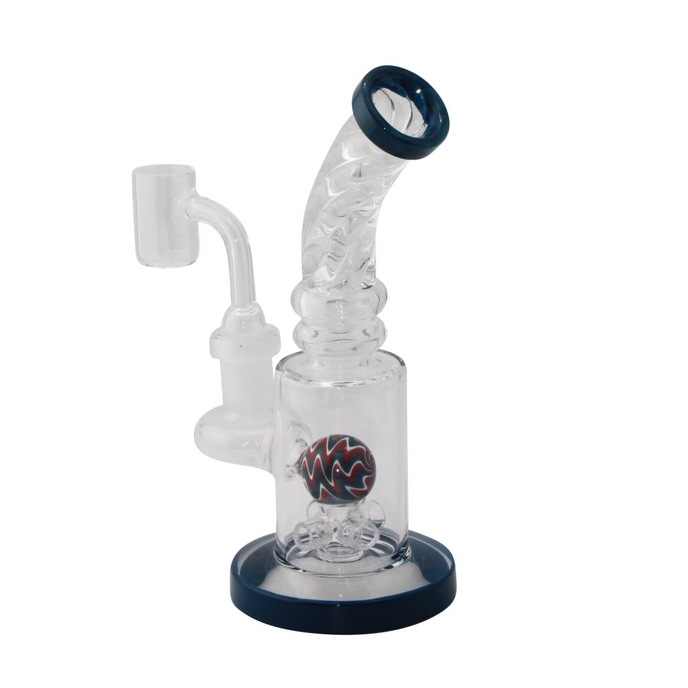 Fusion Swirl Glass Water Pipe-Medium Blue
