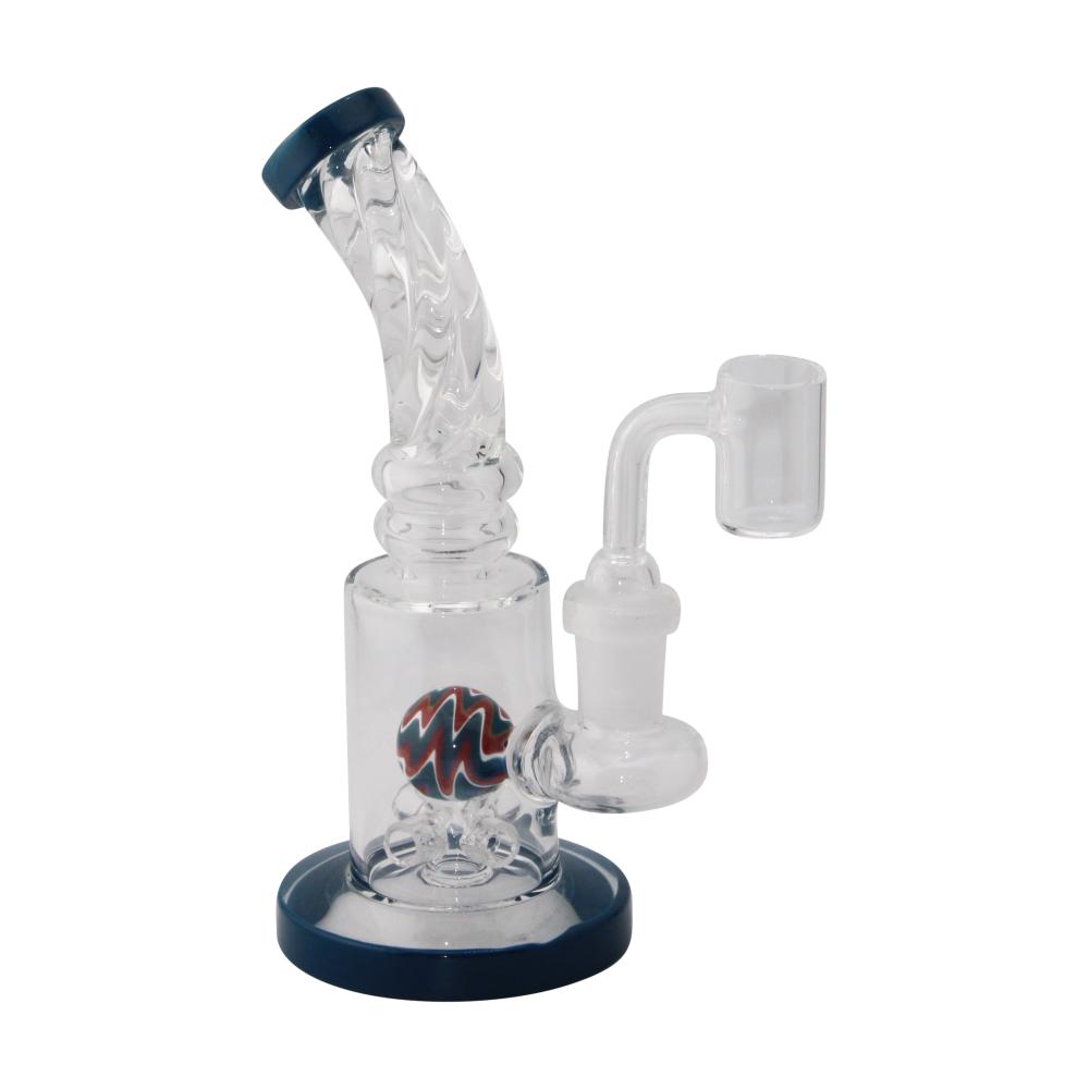 Fusion Swirl Glass Water Pipe-Medium Blue