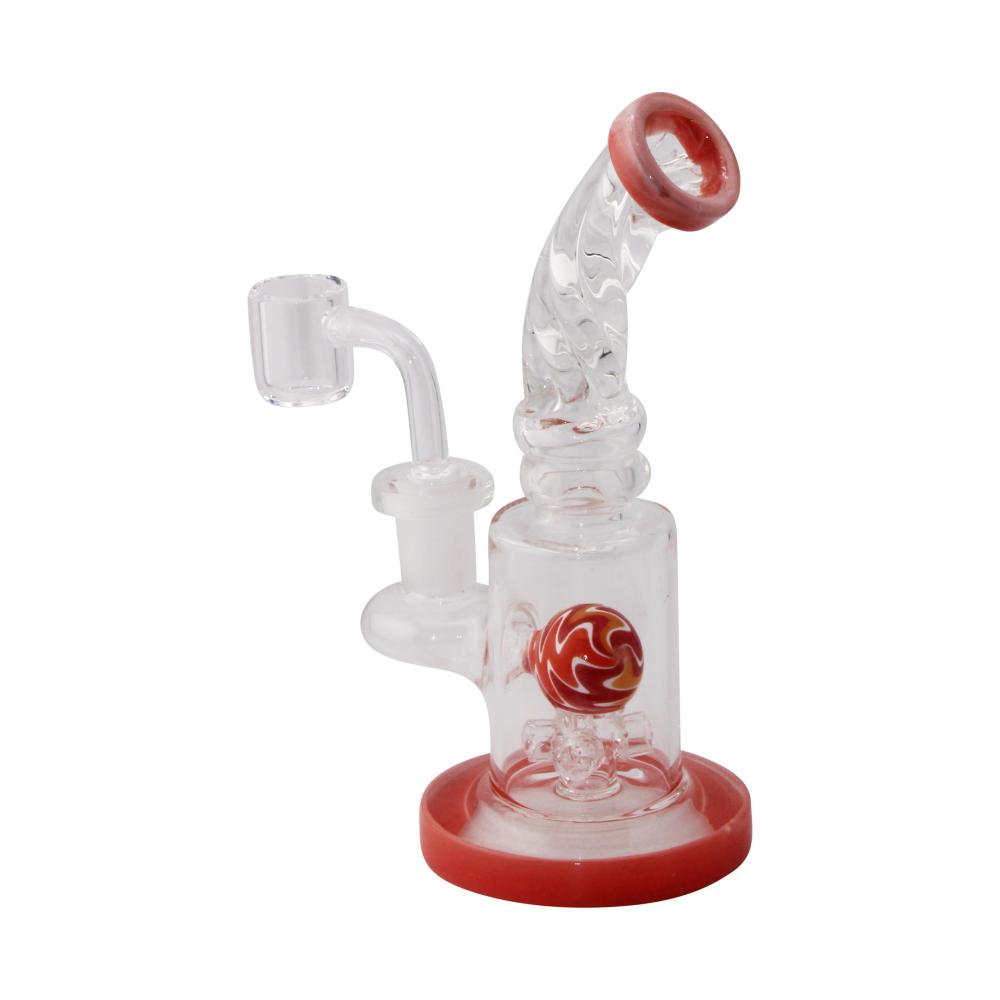 Fusion Swirl Glass Water Pipe-Pale Violet Red