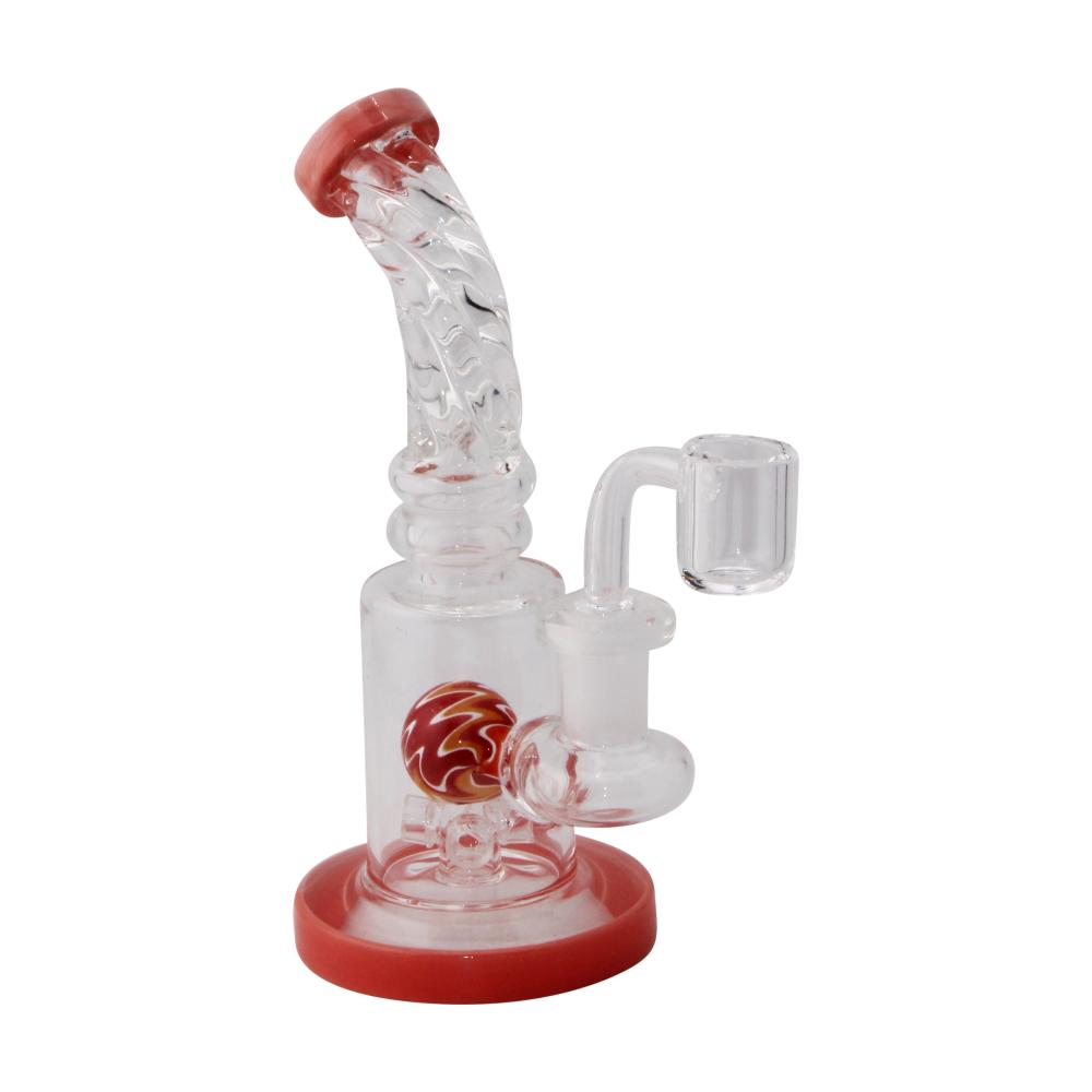 Fusion Swirl Glass Water Pipe-Pale Violet Red