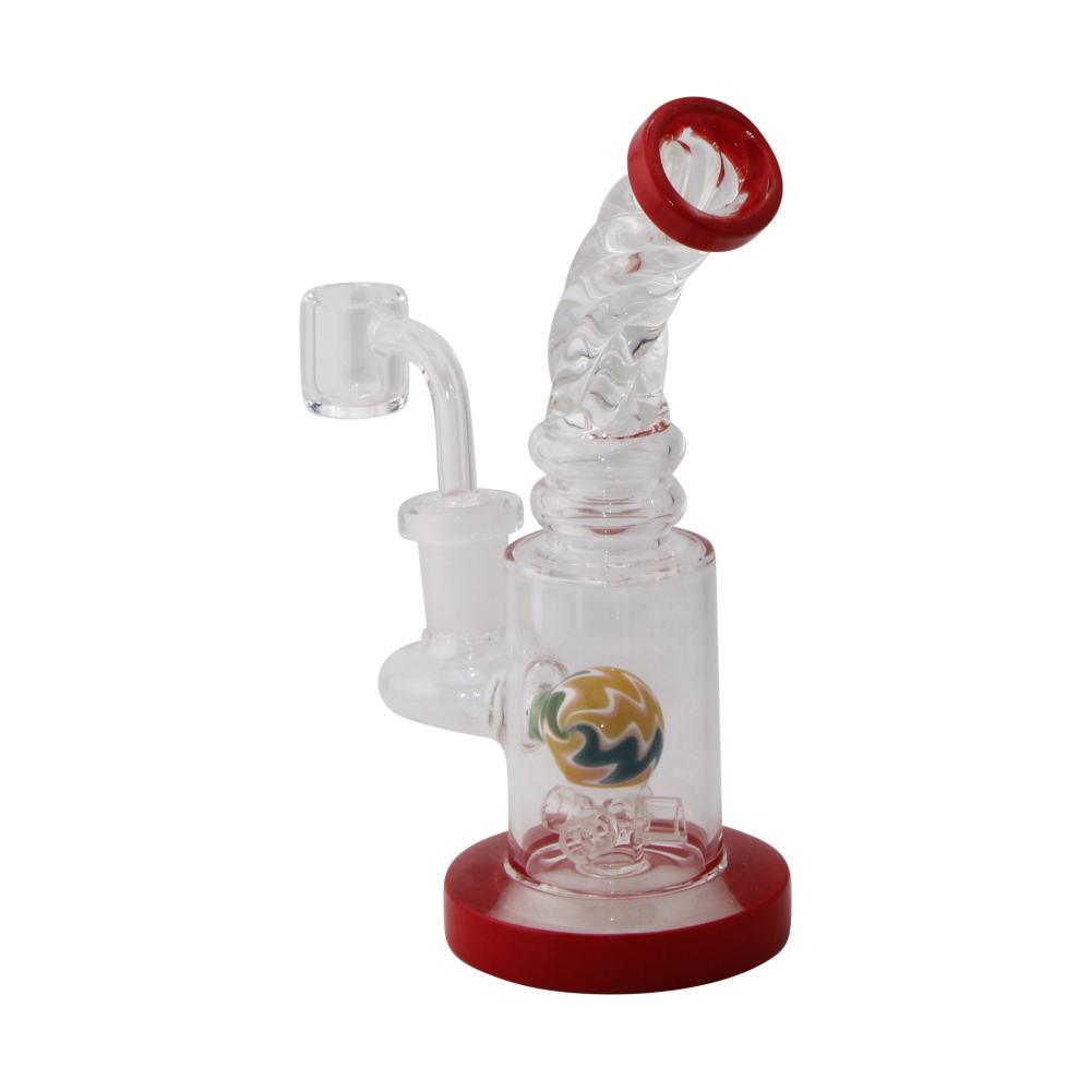 Fusion Swirl Glass Water Pipe-Red