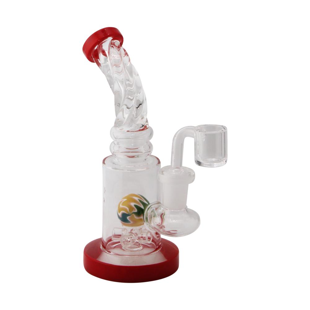 Fusion Swirl Glass Water Pipe-Red