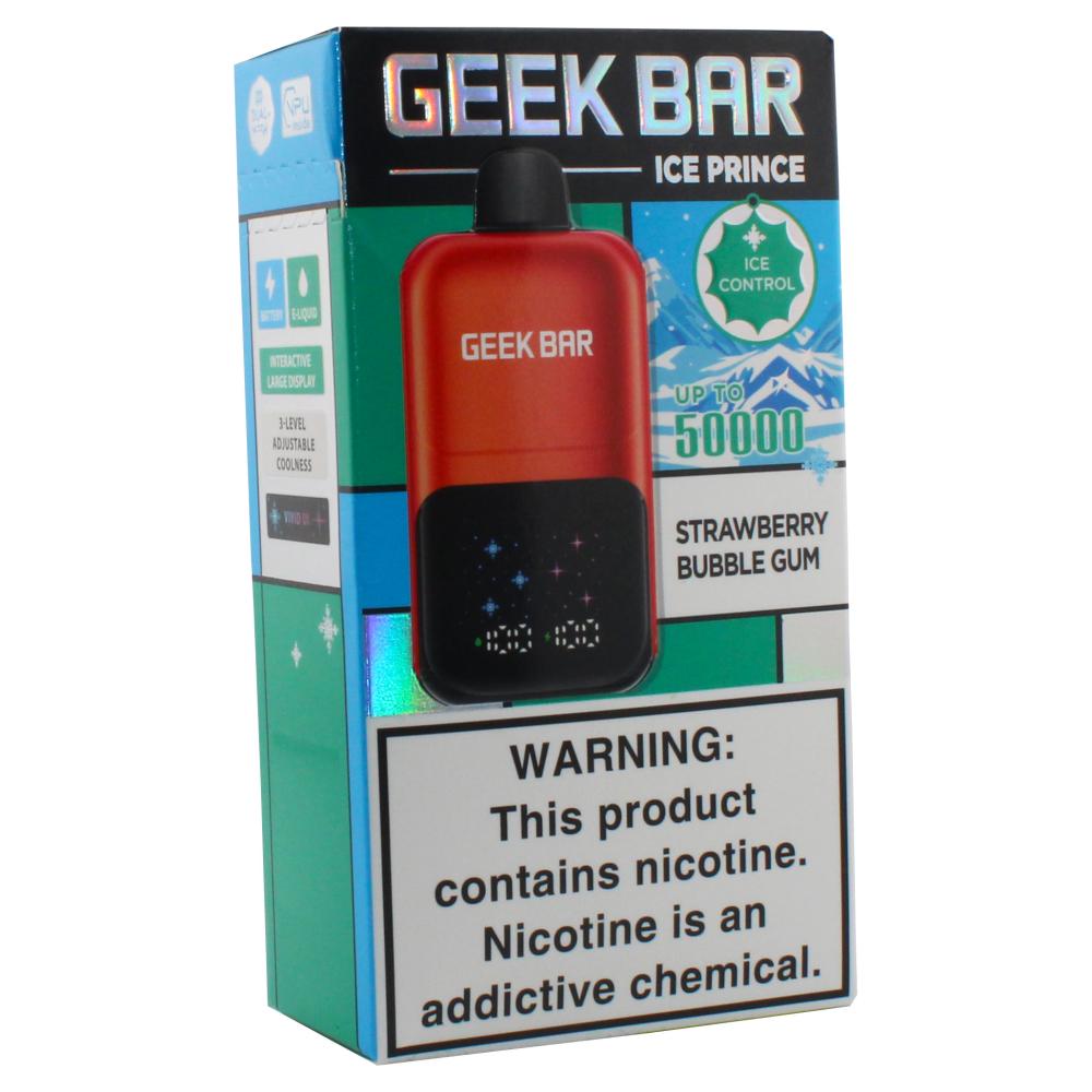 Strawberry Bubble Gum Geek Bar Ice Prince 50k Puffs Vape