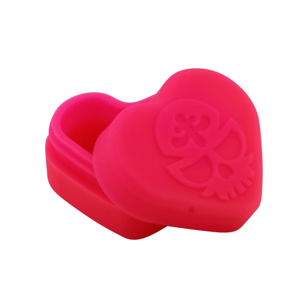 Heart Skull Design Small Silicone Container-2 Piece-Pink