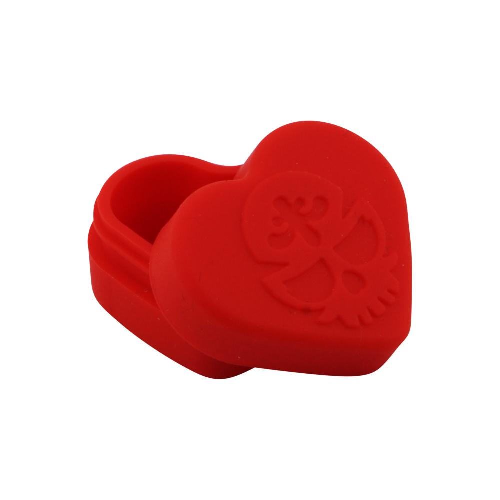 Heart Skull Design Small Silicone Container-2 Piece-Red