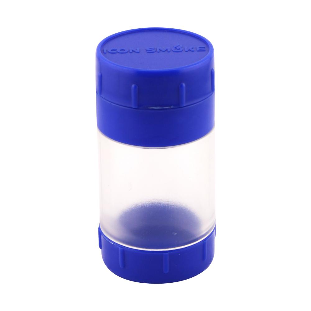 Icon Smoke Plastic Smell Proof Jar With Grinder-Blue