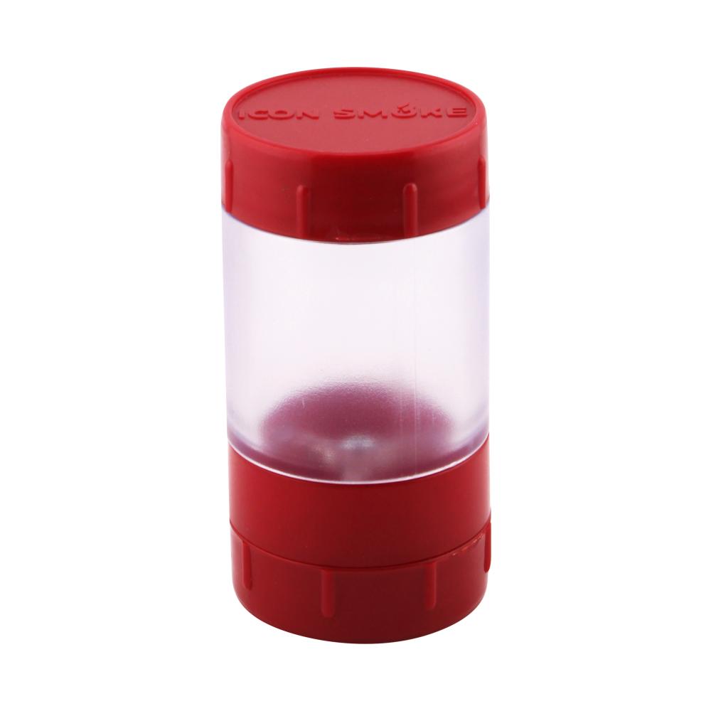 Icon Smoke Plastic Smell Proof Jar With Grinder-Red