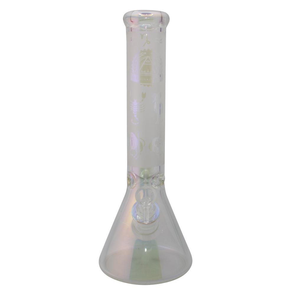 Illuminati Glass Zodiac Beaker Water Pipe-White