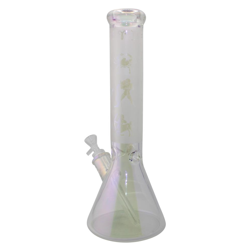 Illuminati Glass Zodiac Beaker Water Pipe-White