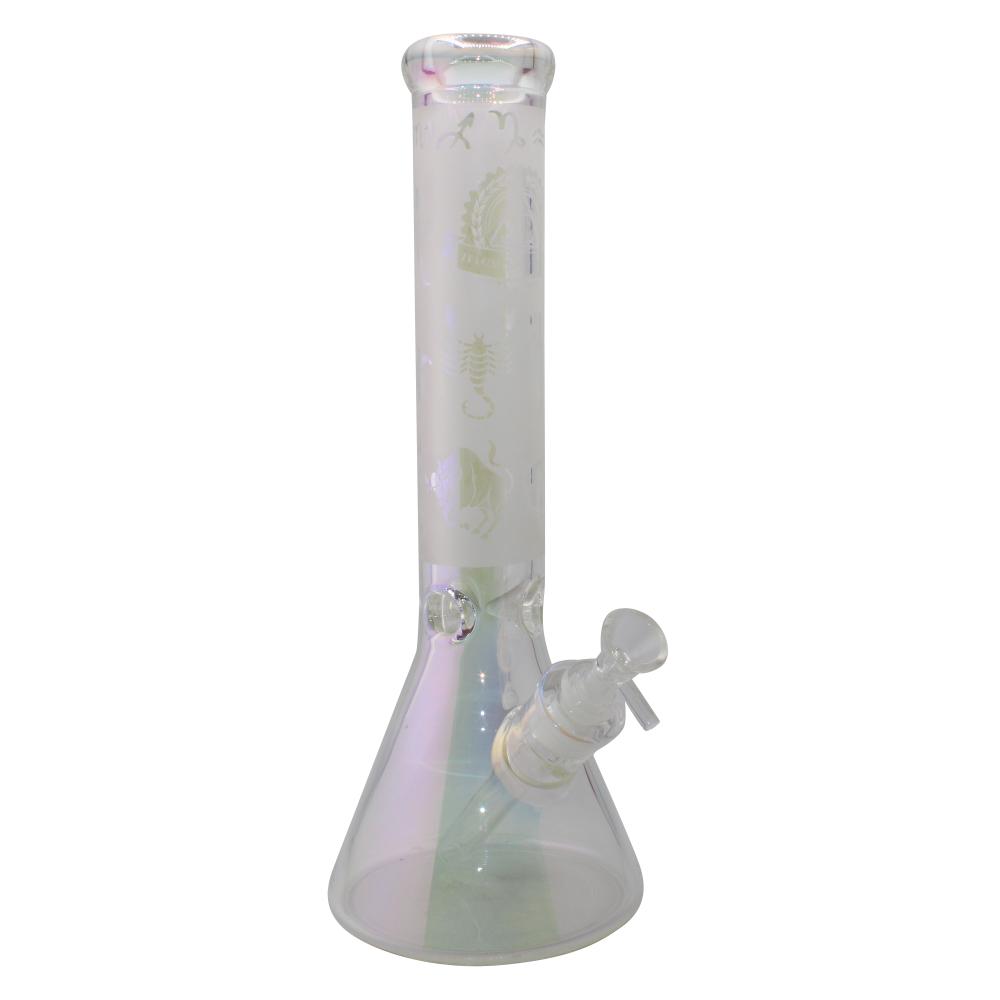 Illuminati Glass Zodiac Beaker Water Pipe-White