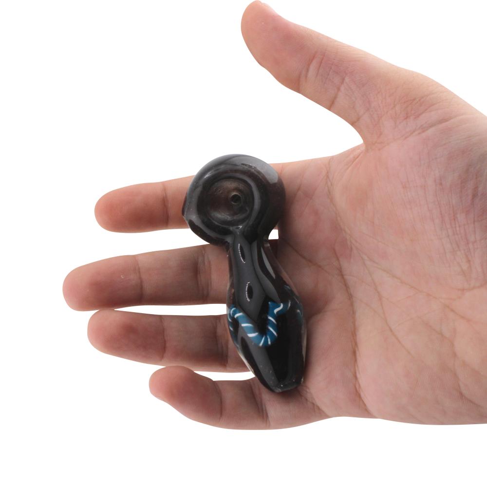 Indigo Glass Hand Pipe-Black