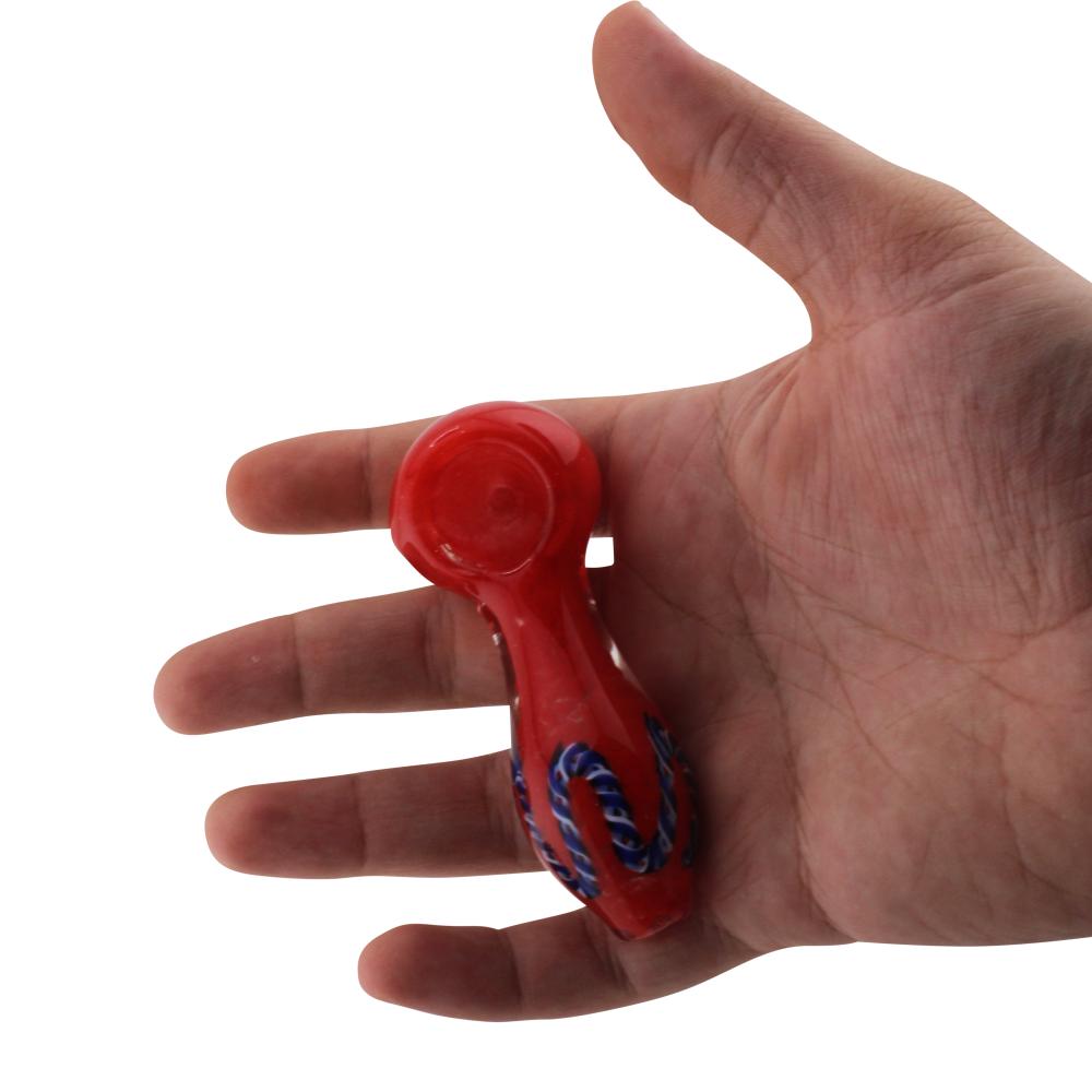 Indigo Glass Hand Pipe-Red Mix