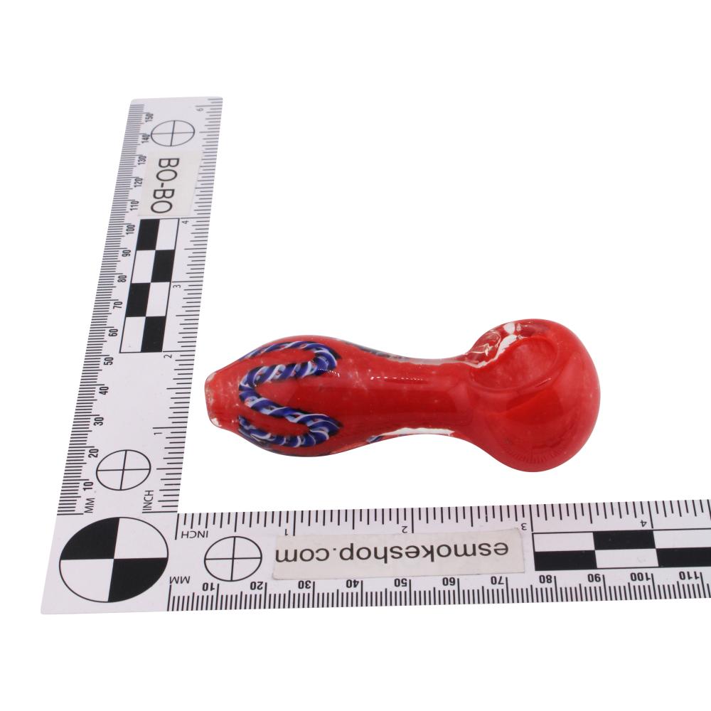 Indigo Glass Hand Pipe-Red Mix