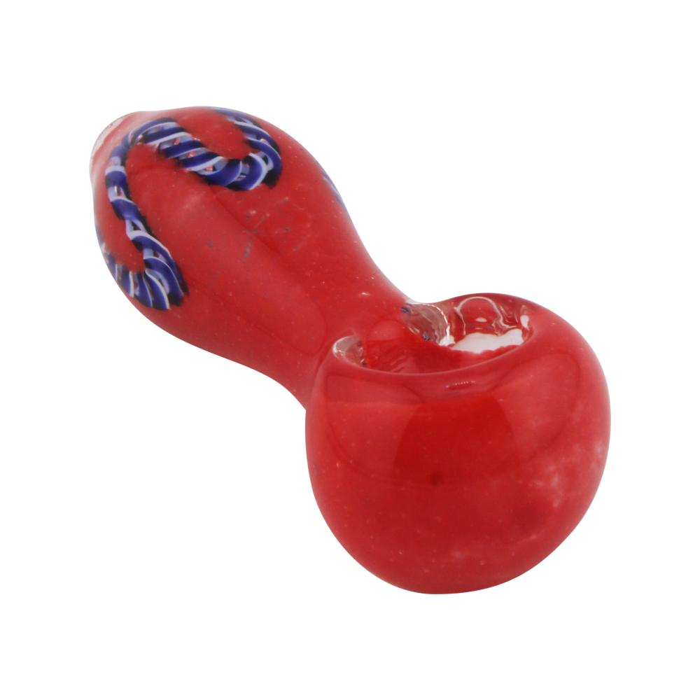 Indigo Glass Hand Pipe-Red Mix