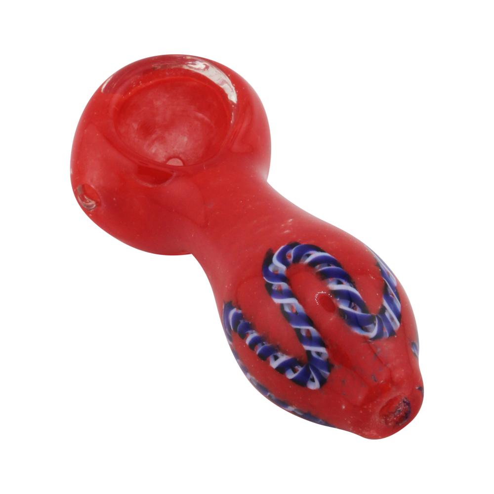 Indigo Glass Hand Pipe-Red Mix