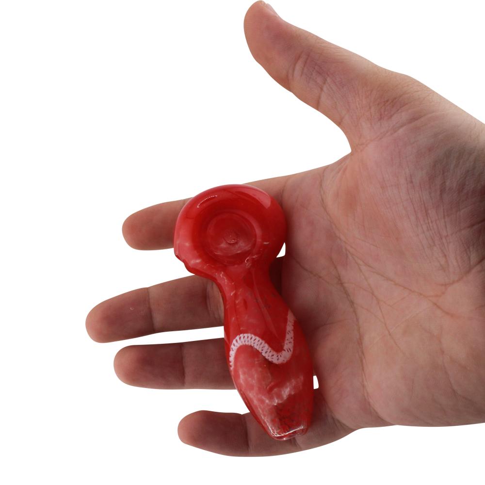 Indigo Glass Hand Pipe-Red