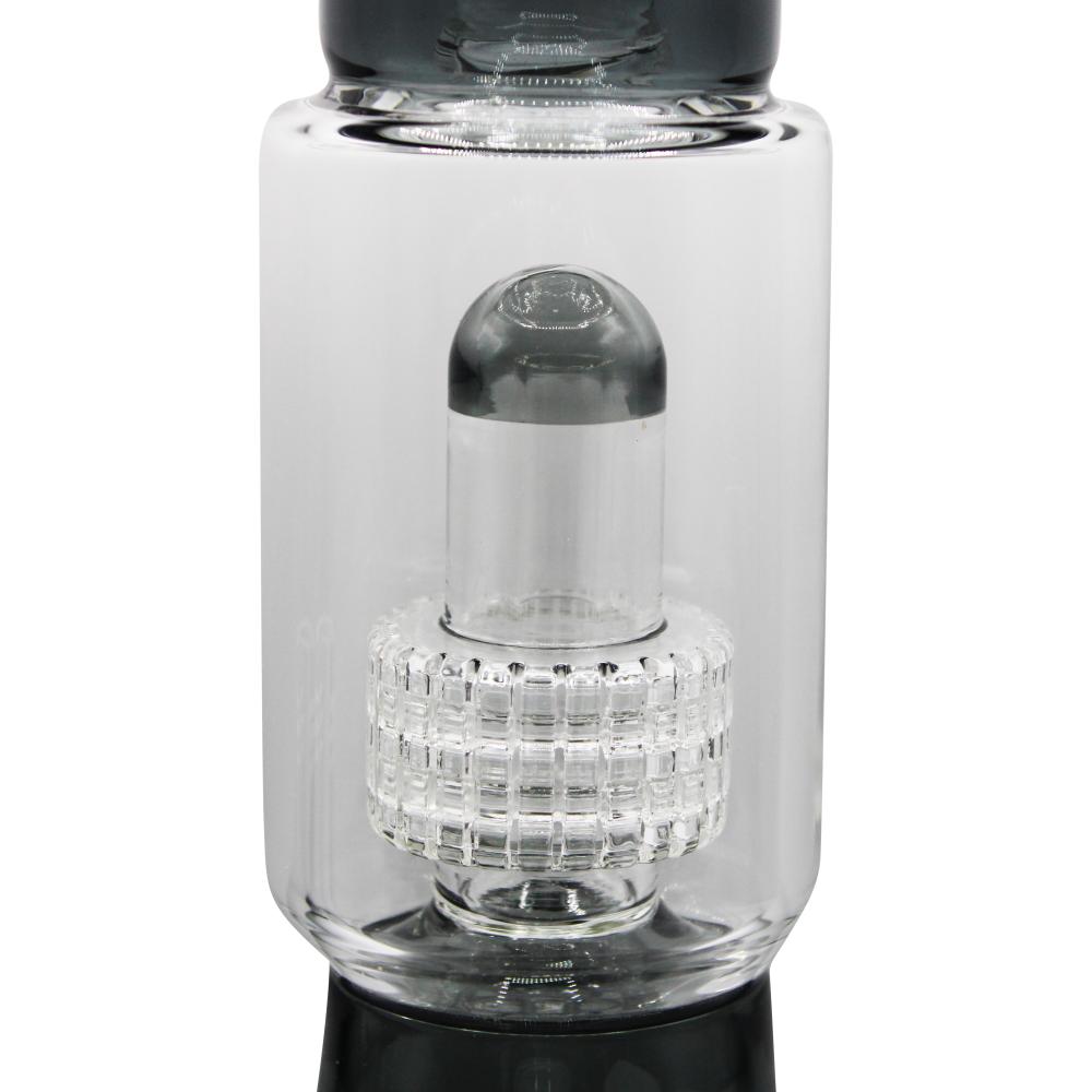 Jade Double Perc Beaker Glass Water Pipe-Black