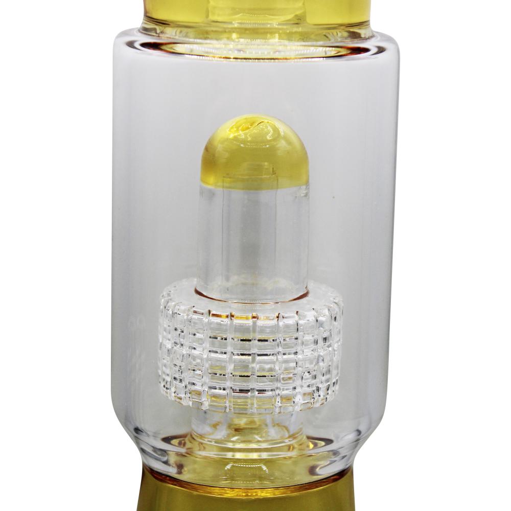 Jade Double Perc Beaker Glass Water Pipe-Yellow