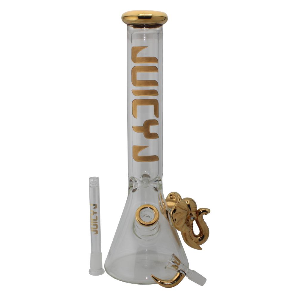 Juicy J Glass Gold Elephent Beaker Water Pipe-Gold E