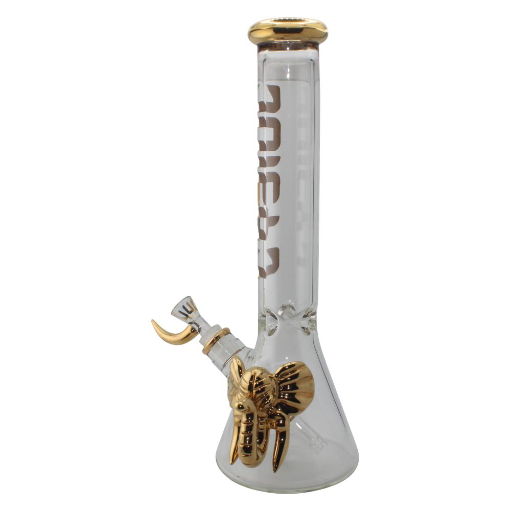 Juicy J Glass Gold Elephent Beaker Water Pipe-Gold E