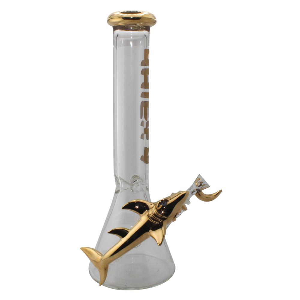 Juicy J Glass Gold Shark Beaker Water Pipe-Gold S