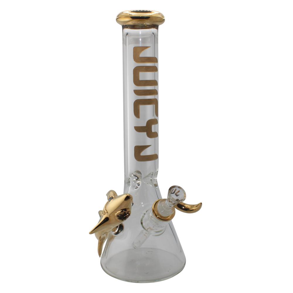 Juicy J Glass Gold Shark Beaker Water Pipe-Gold S