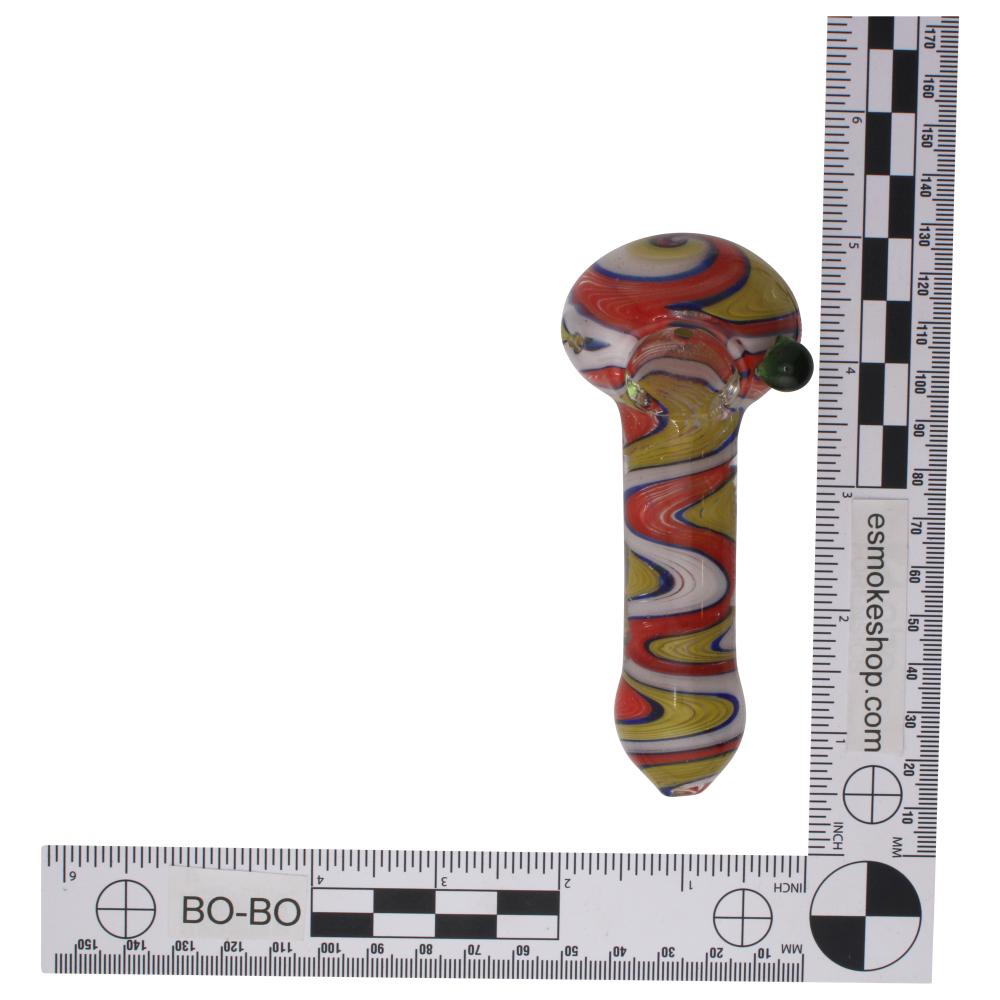 Karma Coil Glass Hand Pipe-Red and Yellow