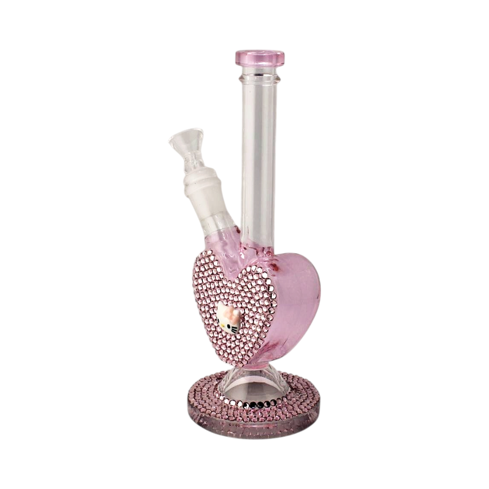 Kitty Heart Shape Glass Water Pipe-Pink