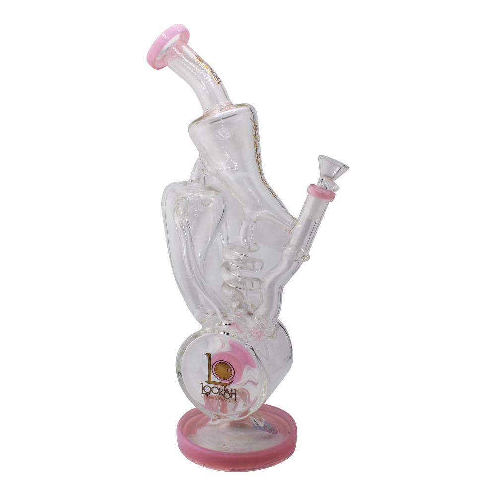 Lookah Bong Spiral 2 Drum Percs Recycle Water Pipe-Pink