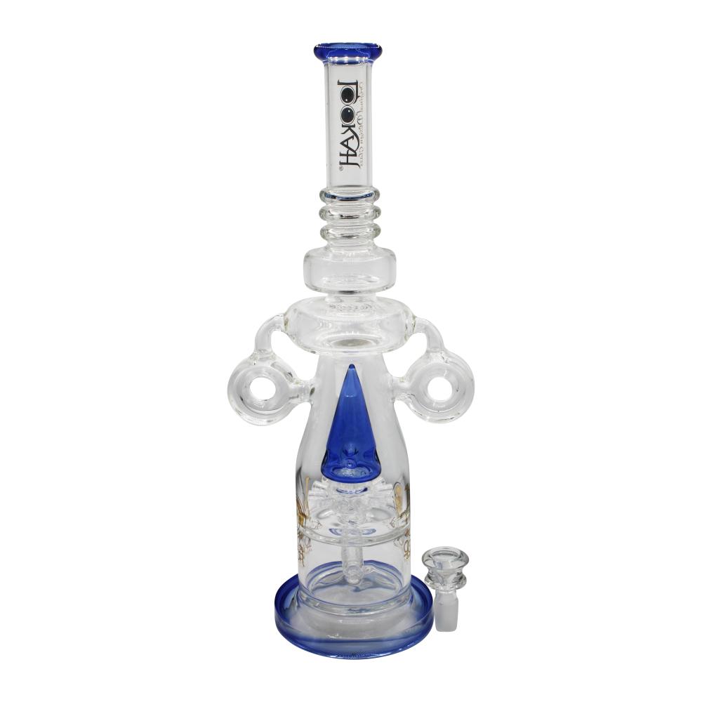 Lookah Double Donut Recycler Sprinkler Perc Water Pipe-Blue