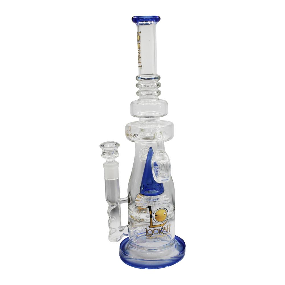 Lookah Double Donut Recycler Sprinkler Perc Water Pipe-Blue
