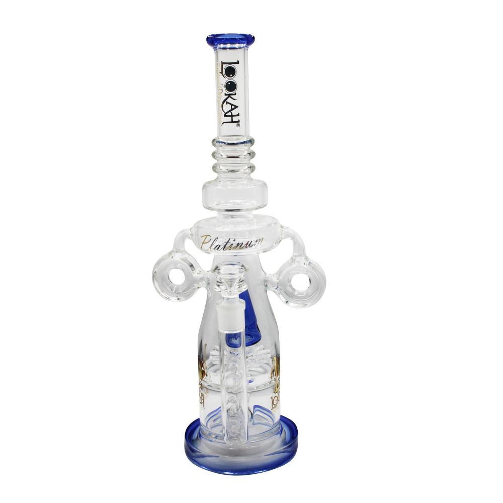 Lookah Double Donut Recycler Sprinkler Perc Water Pipe-Blue