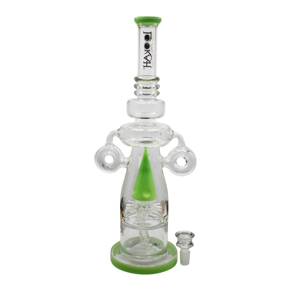 Lookah Double Donut Recycler Sprinkler Perc Water Pipe-Light Green