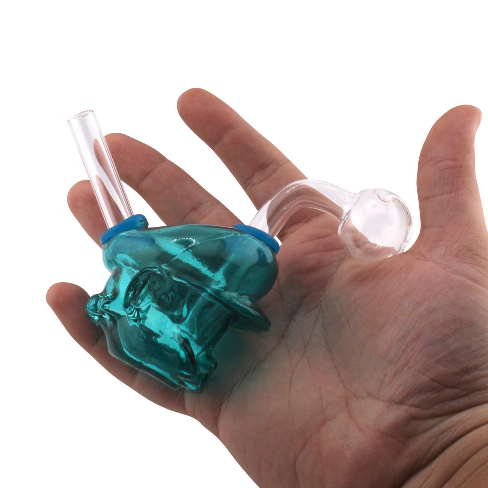 Mario Pyrex Glass Oil Burner Bubbler-Blue