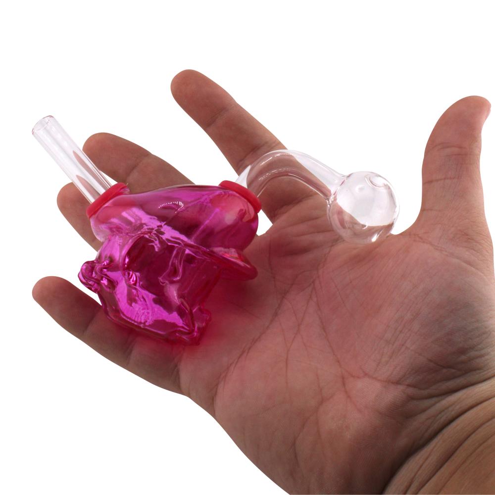 Mario Pyrex Glass Oil Burner Bubbler-Dark Pink