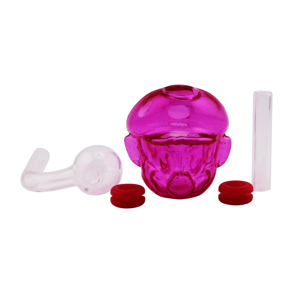 Mario Pyrex Glass Oil Burner Bubbler-Dark Pink