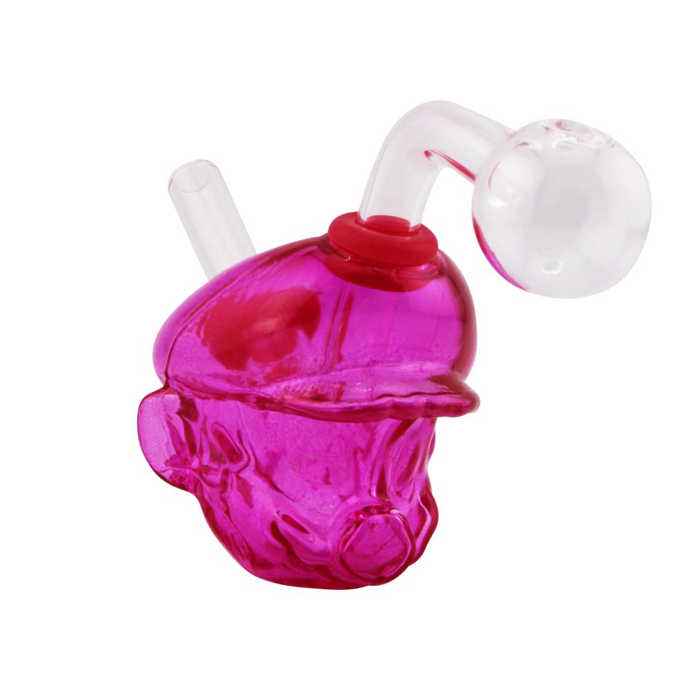 Mario Pyrex Glass Oil Burner Bubbler-Dark Pink