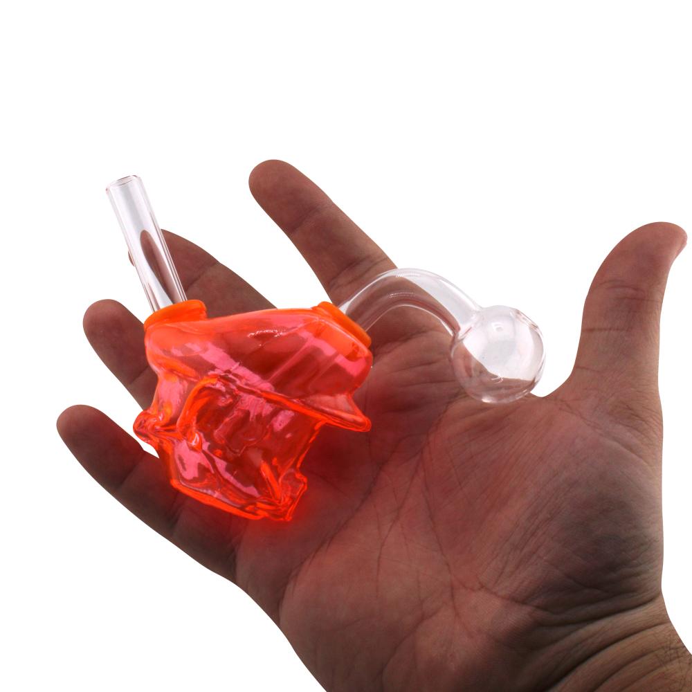 Mario Pyrex Glass Oil Burner Bubbler-Orange