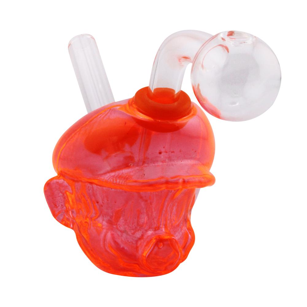 Mario Pyrex Glass Oil Burner Bubbler-Orange