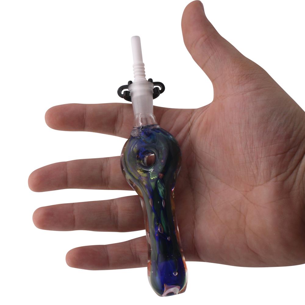 Midnight Swirl Small Glass Nectar Collector-Blue