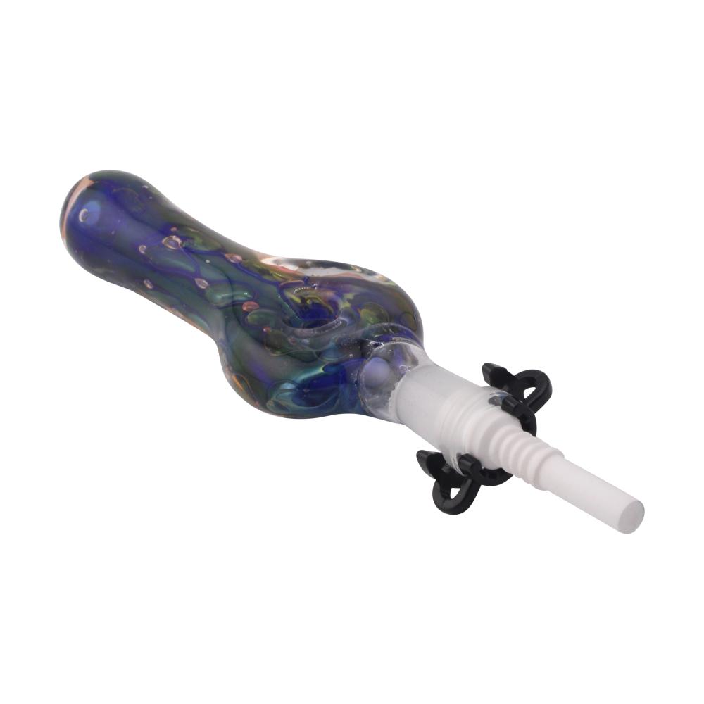 Midnight Swirl Small Glass Nectar Collector-Blue