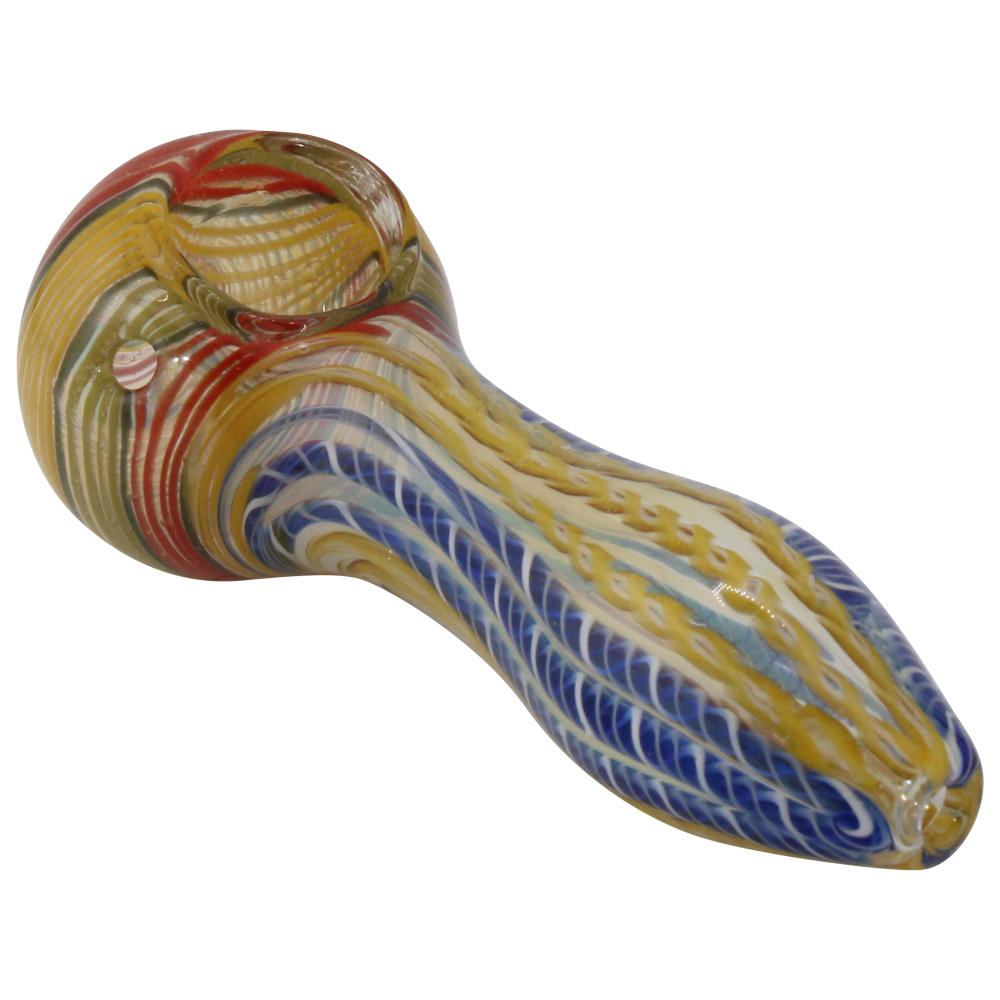 Molten Fang Glass Hand Pipe-Blue Yellow