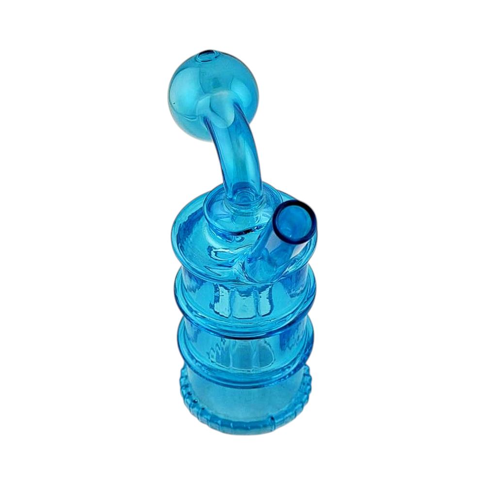 N28 Tall Thick Pyrex Glass Oil Burner Bubbler-Blue