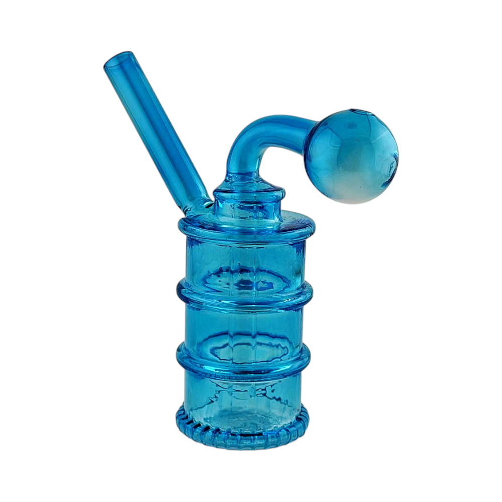 N28 Tall Thick Pyrex Glass Oil Burner Bubbler-Blue