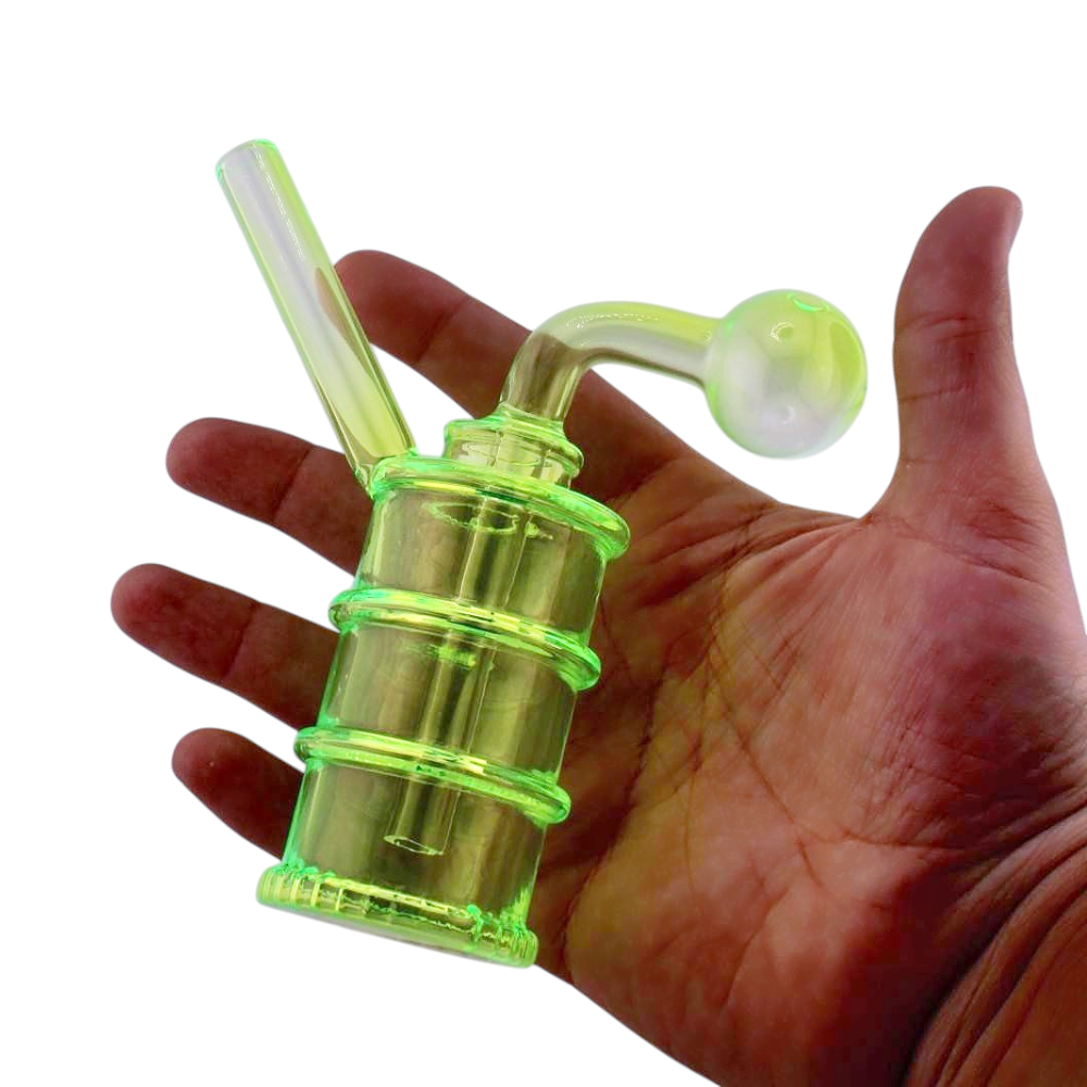 N28 Tall Thick Pyrex Glass Oil Burner Bubbler-Lime Green